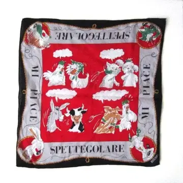 새상품급 MOSCHINO/모스키노 귀여운 애니멀 프린트 실크 손수건