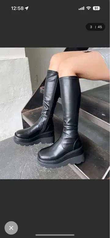 spiralgirl 통굽 블랙 롱 부츠