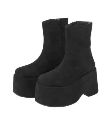 스웨이드 통굽 숏 부츠