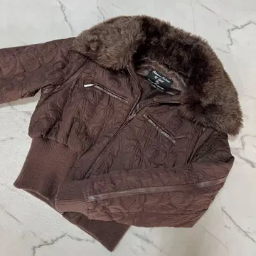 Babyphat 팬을 위한 브라운 퍼 트리밍 퀼팅 다운 자켓