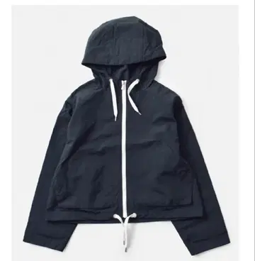 오르치발 나일론 타프타 숏 집업 후드티 네이비