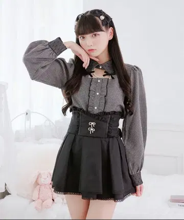 Pal elfy 파르엘피 하운드투스 체크 블라우스 블랙 계열