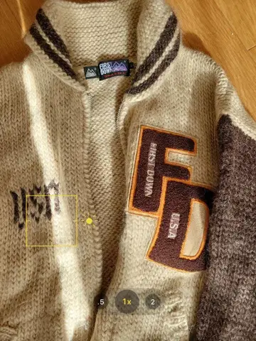FIRST DOWN 가디건 L 사이즈 아이보리/다크 브라운