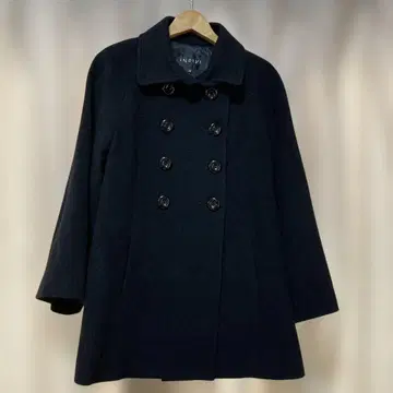 울 더블 브레스트 피코트 블랙