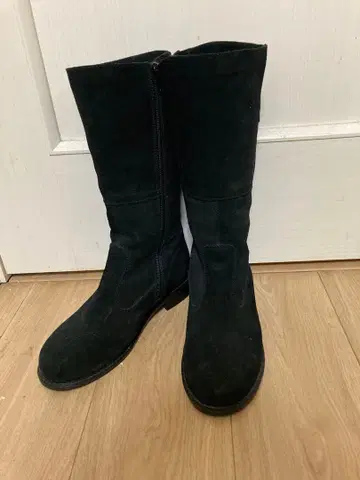 블랙 스웨이드 롱 부츠
