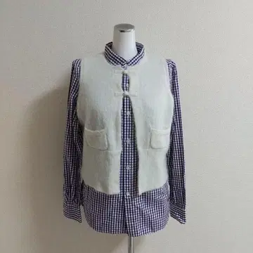 BEAMS BOY 차이나 버튼 베스트 화이트