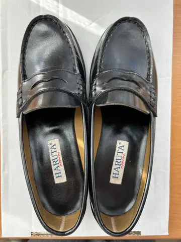 HARUTA 블랙 가죽 로퍼 24cm EEE