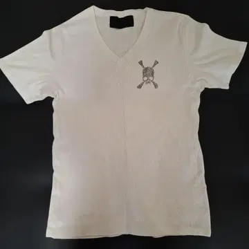 스와로브스키 장식 V넥 티셔츠 화이트