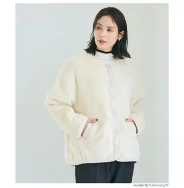 coca 워셔블 리버서블 퀼팅 블루종 아이보리