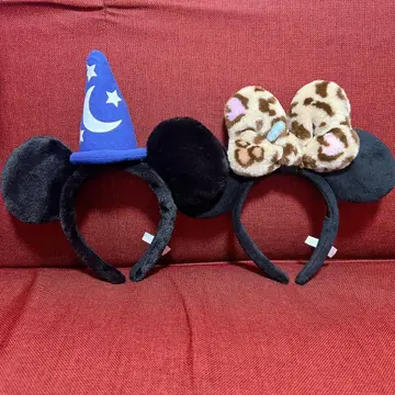 디즈니 미니 레오파드 무늬 머리띠 미키 세트
