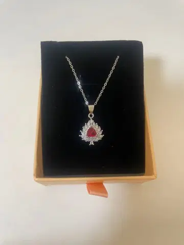 빨간색 펜던트 실버 목걸이 새상품