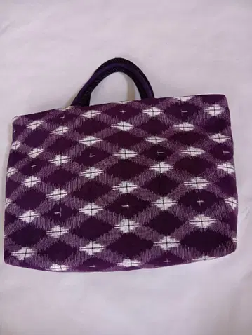 기우에몬 보라색 다이아몬드 무늬 토트백