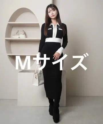 립 서비스 프론트 ZIP 바이 컬러 니트 원피스 M 사이즈