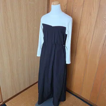 리브 니트 드레이프 롱 원피스