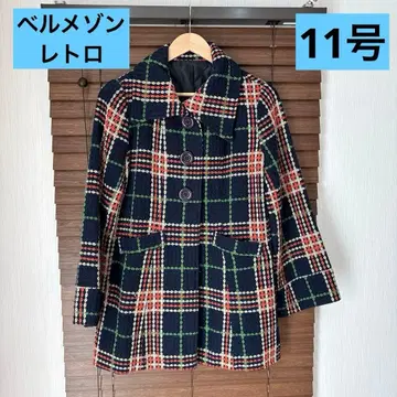 센슈카이 벨메종 레트로 체크 무늬 A라인 코트