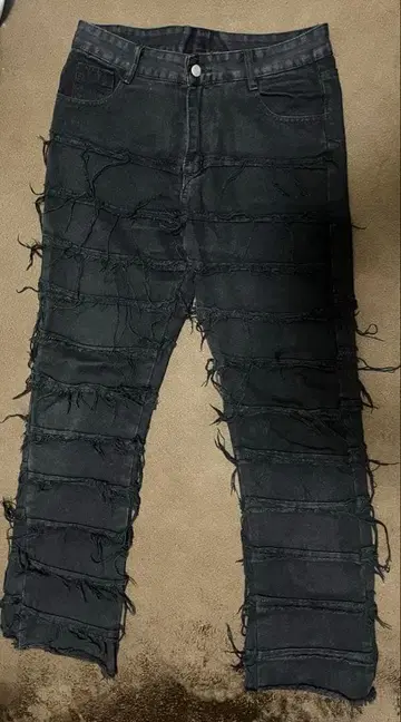 블랙 데미지 데님 팬츠 XL