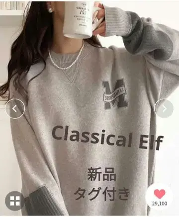 새상품 [ Java 자바 콜라보 ] W 자카드 엘르 패치 풀오버