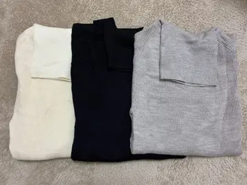 마님 워셔블 울 하이 게이지 리브 터틀넥 스웨터 3종 세트