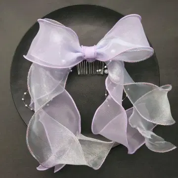 튤 리본 보라색 x 스카이블루 펄 가랜드 빅