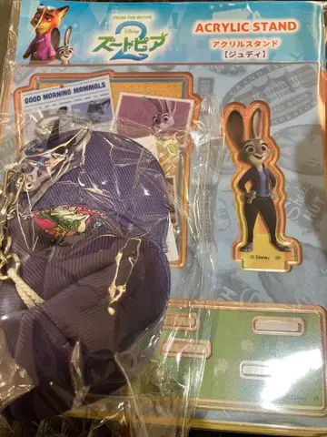 레어 주토피아2 극장 굿즈 주디 모자 키링과 아크릴 스탠드 세트