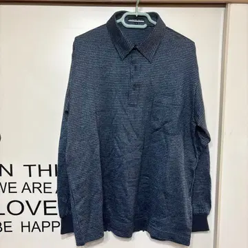 AUSTIN REED 네이비 체크 무늬 피케 셔츠 L