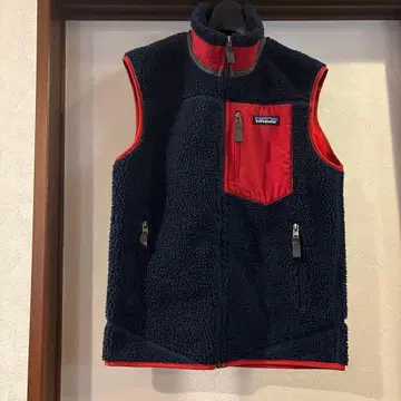 patagonia 플리스 베스트 XS 네이비/레드