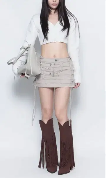 S layered panel skirt mini grayge M 사이즈