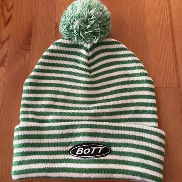 BoTT 라이트 로고 스트라이프 비니 니트 모자 그린