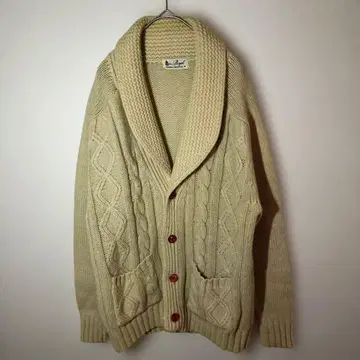 [ 새상품급 ] 크림색 케이블 니트 가디건 울 3D 디자인 M