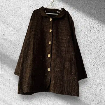 [ MADEMOISELLE R ] 트위드 브라운 오버 사이즈 코트 M~L