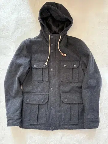 EDWIN 후드 부착 울 혼방 더플 코트 S 사이즈