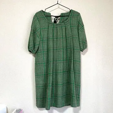 레트로 원피스 그린 x 체크