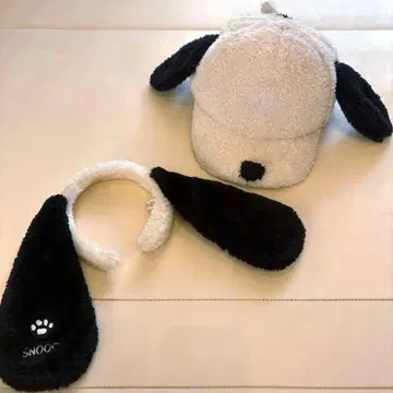 [ 2개 세트 ] USJ 스누피 머리띠 모자 보송보송 귀 달린 캡
