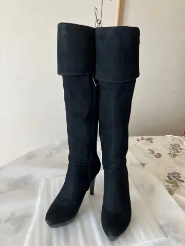 핑키 다이안 여성용 블랙 스웨이드 하이힐 롱 부츠 22