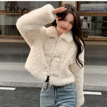 보아 자켓 무스탕 자켓 아이보리