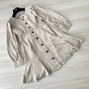 택 포함 마제스틱 레곤 긴팔 원피스 튜닉 버튼 베이지