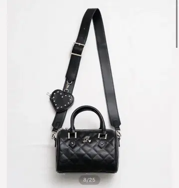 pium 하트 파우치 포함 퀼팅 보스턴 백