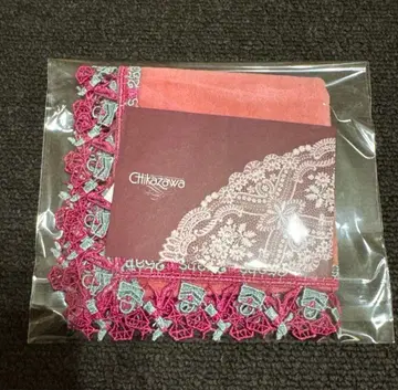 치카자와 레이스 25ans 뱅상칸 한정판 콜라보 타월 손수건 코랄 핑크