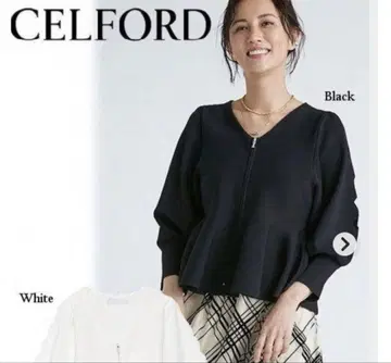 미사용, CELFORD 다이아 슬릿 페플럼 가디건