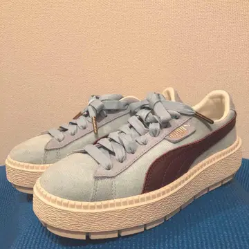 푸마 플랫 레이스 코듀로이 스니커즈 신발 스카이블루 22.5