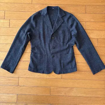 새상품급 45R 체크 무늬 저지 플란넬 울 자켓