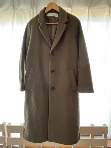 [미사용에 가까움] 세포 롱 코트 그린 카키