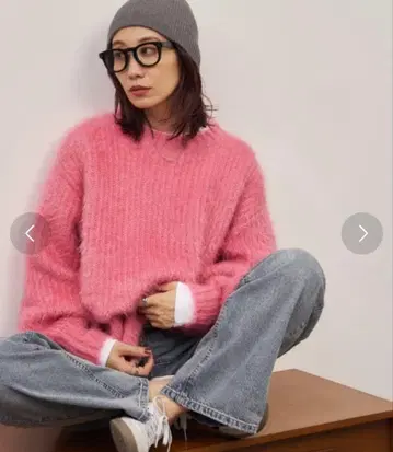 AuntieRoseHoliday 라메 페더 얀 볼륨 니트 핑크