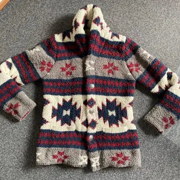 기하학 패턴 플리스 가디건