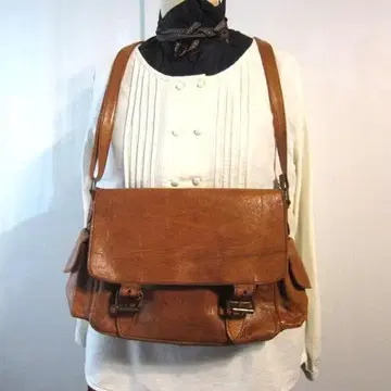 천연 가죽 레더 사이드 포켓 숄더백 사선 가케 가능