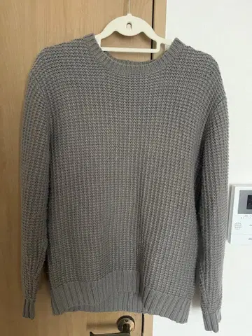 38 사이즈 그레이 뜨개질 크루넥 스웨터