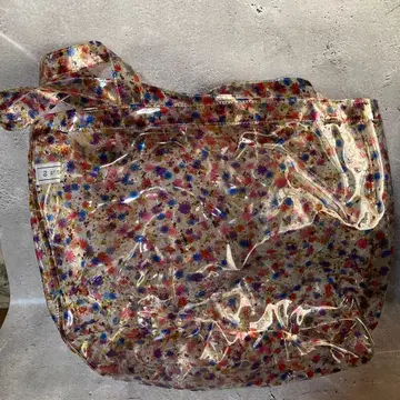 비닐 소재 꽃무늬 투명 백