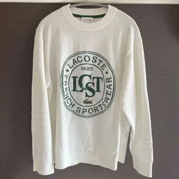 LACOSTE 나일론 x 코튼 자카드 그래픽 니트 스웨터