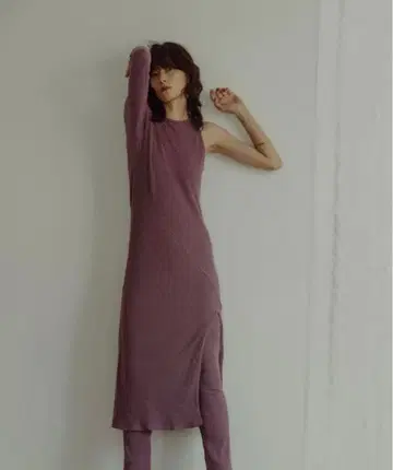 Little suzie 비대칭 앙상블 리브 드레스 레이어드