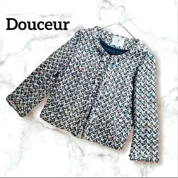Douceur(두수르) 노카라 트위드 자켓 프린지 비기